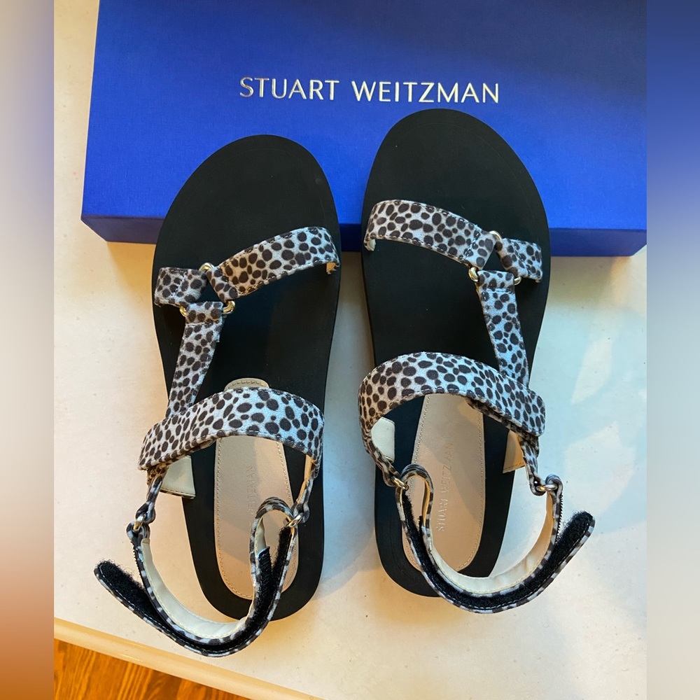 Stuart Weitzman Leopard Print Suede Sport Sandals |Made in Spain |Size 9.5 |$250